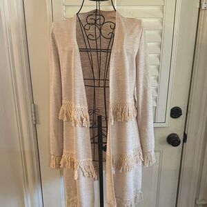 Ya Los Angeles Beige Fringe Cardigan